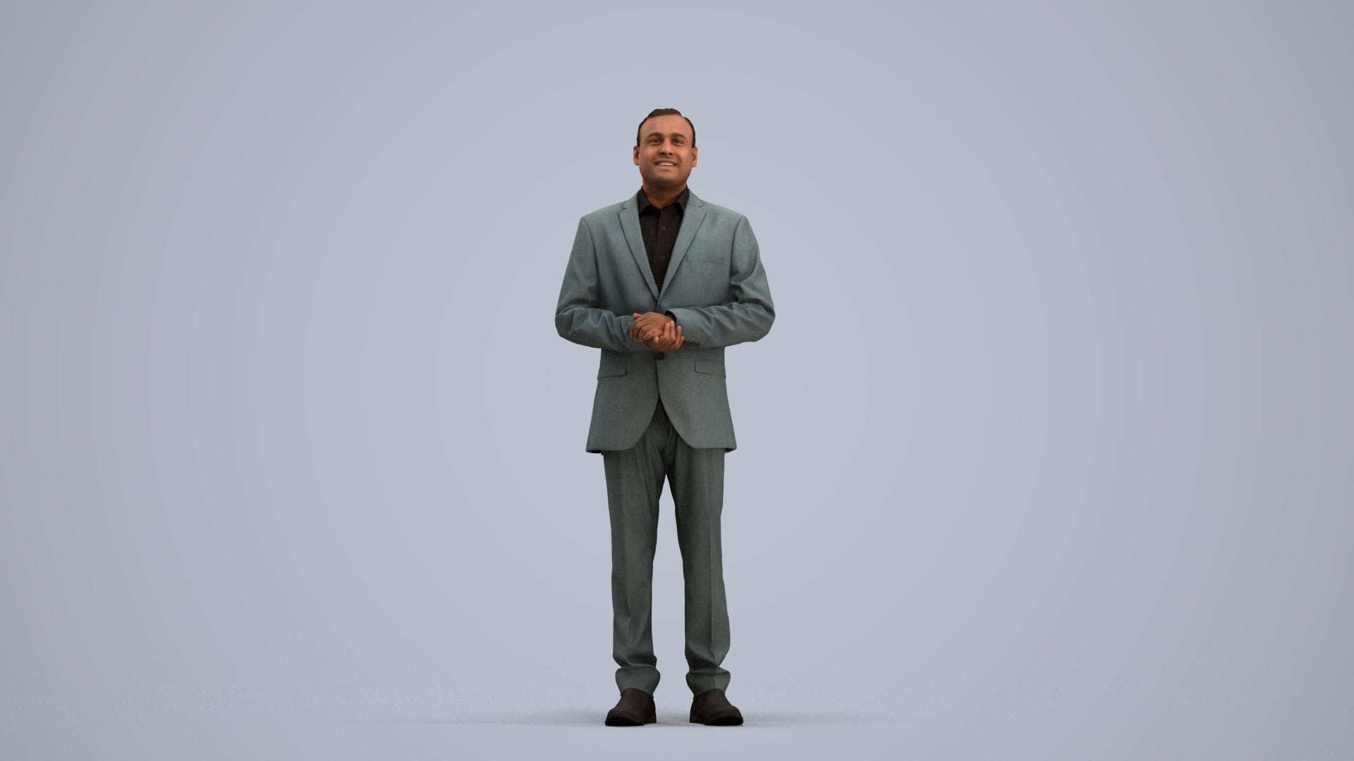 3D human model man business, photogrammetry scanned person for archviz, standing pose render