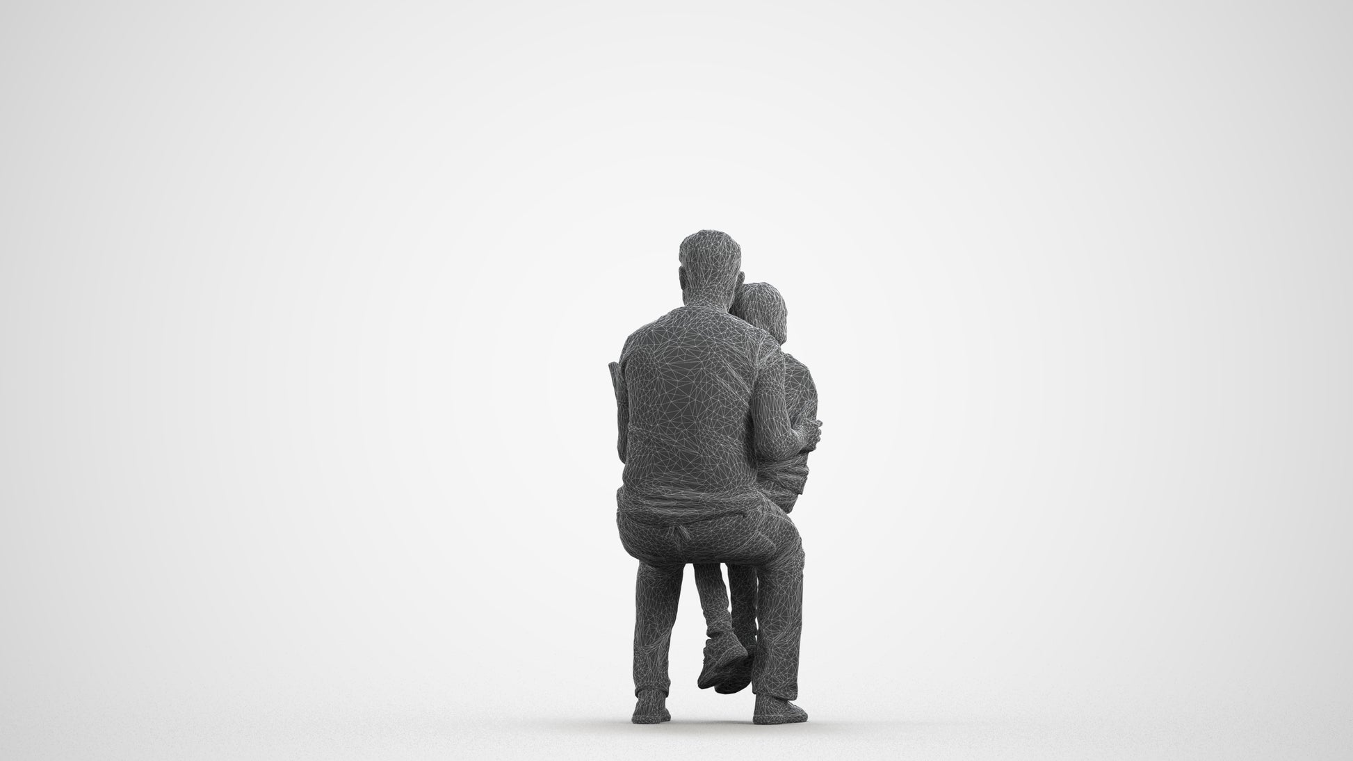 3D human model boy casual kids, photogrammetry scanned person for archviz, wireframe front view