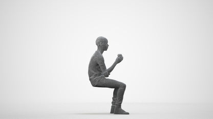 3D human model boy casual kids, photogrammetry scanned person for archviz, wireframe side view
