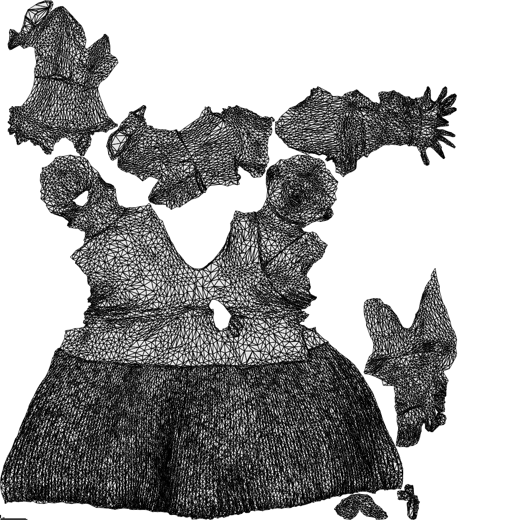 realistic 3D woman casual standing, scanned archviz people for Blender and 3ds Max, wireframe top-down view