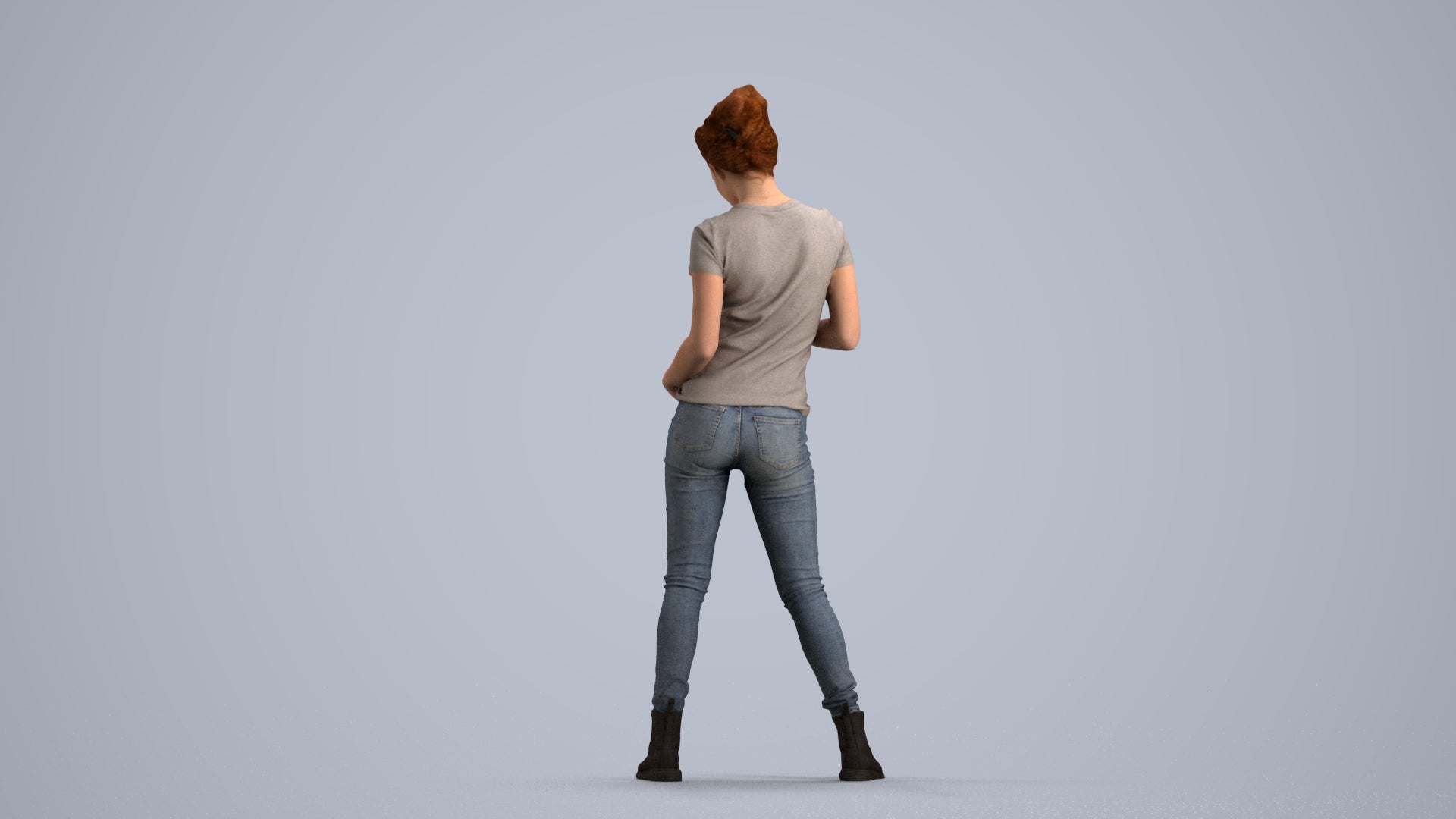 photogrammetry 3D woman casual standing, realistic human model archviz FBX, front view render