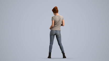 photogrammetry 3D woman casual standing, realistic human model archviz FBX, front view render