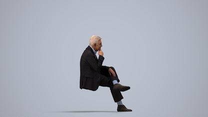 3D scanned senior man business, photorealistic archviz people for Enscape and SketchUp, side view render