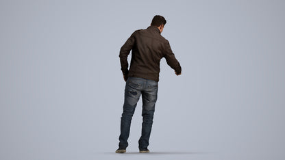 realistic 3D human man casual door, archviz people FBX OBJ for Blender, front view render