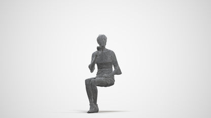 3D scanned senior woman sitting formal, photorealistic archviz people for Enscape and SketchUp