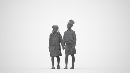 realistic 3D girl kids, scanned archviz people for Blender and 3ds Max, wireframe back view