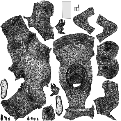 realistic 3D boy casual kids, scanned archviz people for Blender and 3ds Max, wireframe top-down view