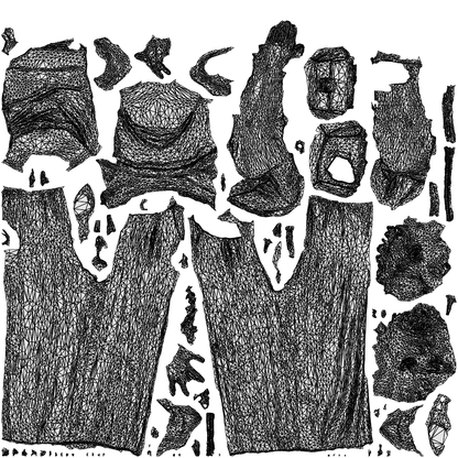 3D people model woman casual standing, scanned human for 3ds Max rendering, wireframe top-down view