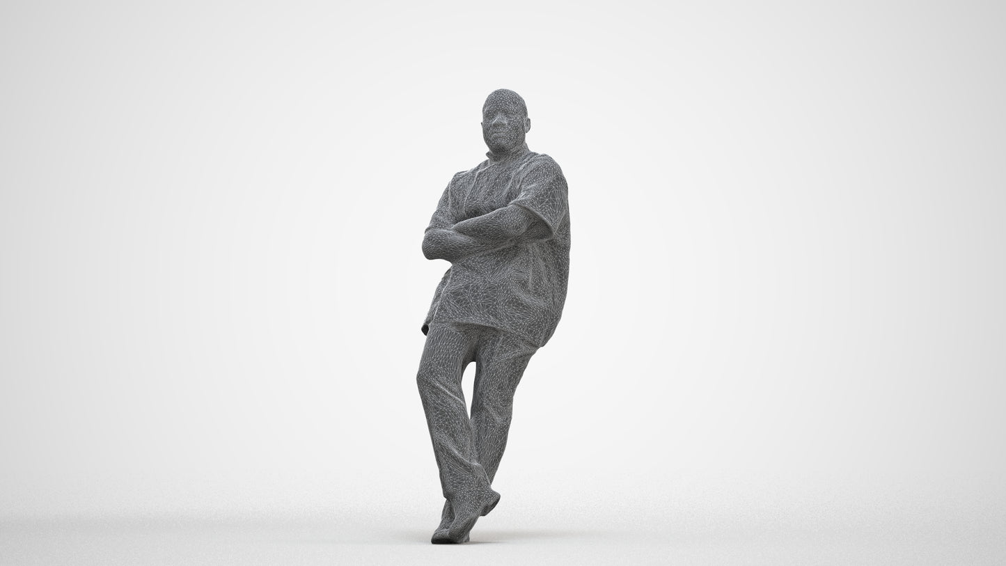 3D scanned man hospitality, photorealistic archviz people for Enscape and SketchUp, three-quarter front view render