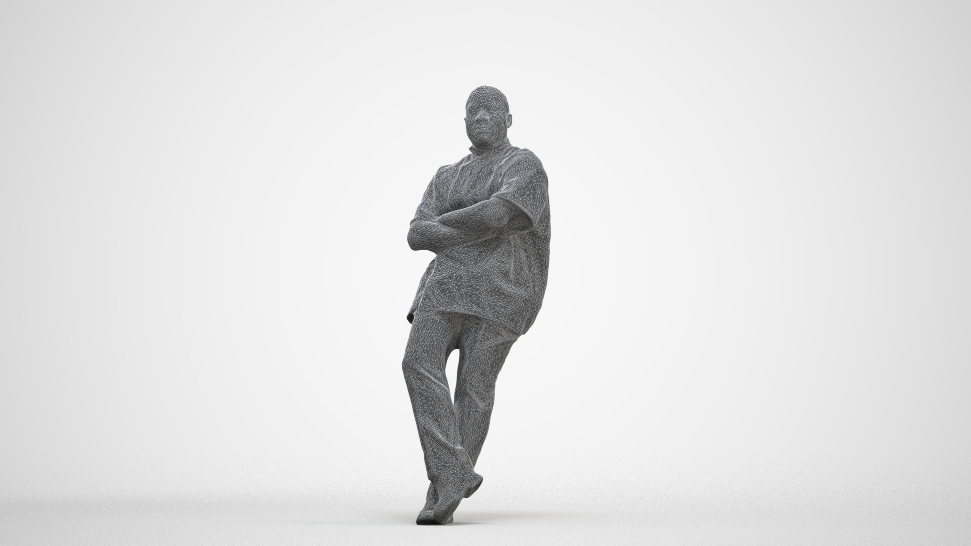 3D scanned man hospitality, photorealistic archviz people for Enscape and SketchUp, three-quarter front view render