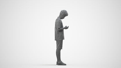 realistic 3D human boy casual kids, archviz people FBX OBJ for Blender, wireframe side view