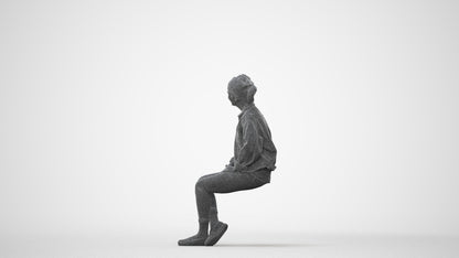 photogrammetry 3D woman casual sitting, realistic human model archviz FBX, square thumbnail