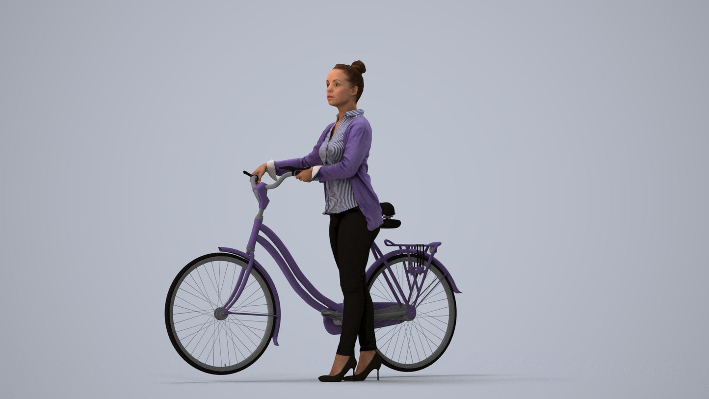 scanned 3D woman business walking, photogrammetry people for Enscape and V-Ray, three-quarter view render