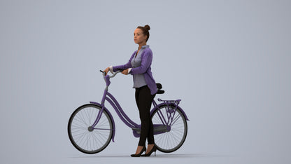 scanned 3D woman business walking, photogrammetry people for Enscape and V-Ray, three-quarter view render