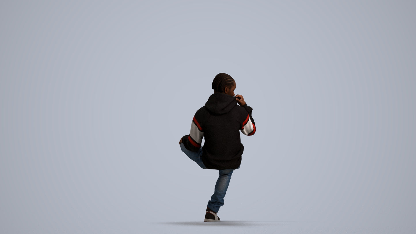 3D scanned boy kids casual, photorealistic archviz people for Enscape and SketchUp, front view render