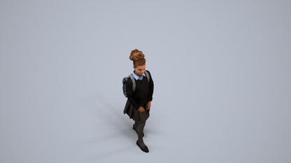 realistic 3D human girl kids, archviz people FBX OBJ for Blender, back view render