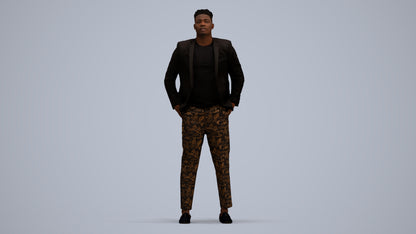 3D human model man casual formalaffairs, photogrammetry scanned person for archviz, standing pose render