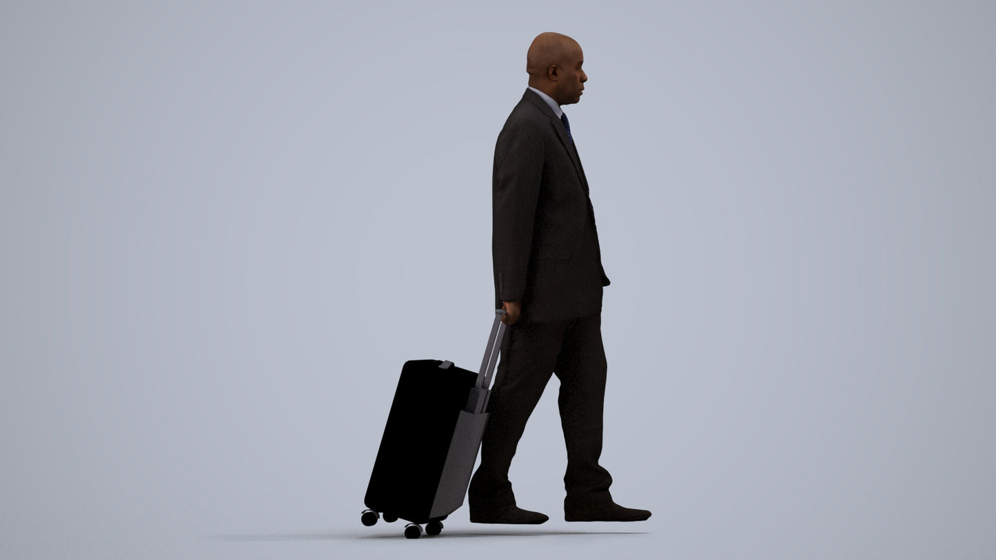 photogrammetry 3D man business, realistic human model archviz FBX, side view render