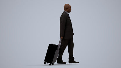 photogrammetry 3D man business, realistic human model archviz FBX, side view render