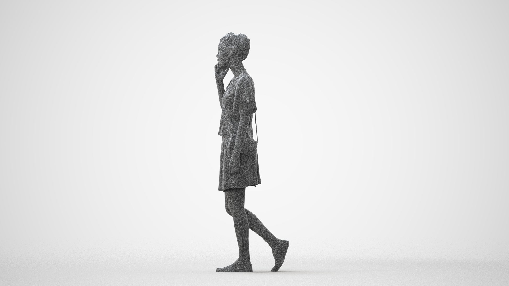 3D people model woman casual walking, scanned human for 3ds Max rendering, square thumbnail