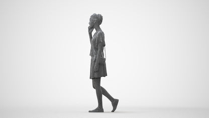 3D people model woman casual walking, scanned human for 3ds Max rendering, square thumbnail