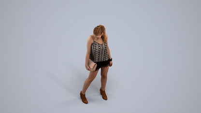 3D scanned girl standing casual, photorealistic archviz people for Enscape and SketchUp, back view render