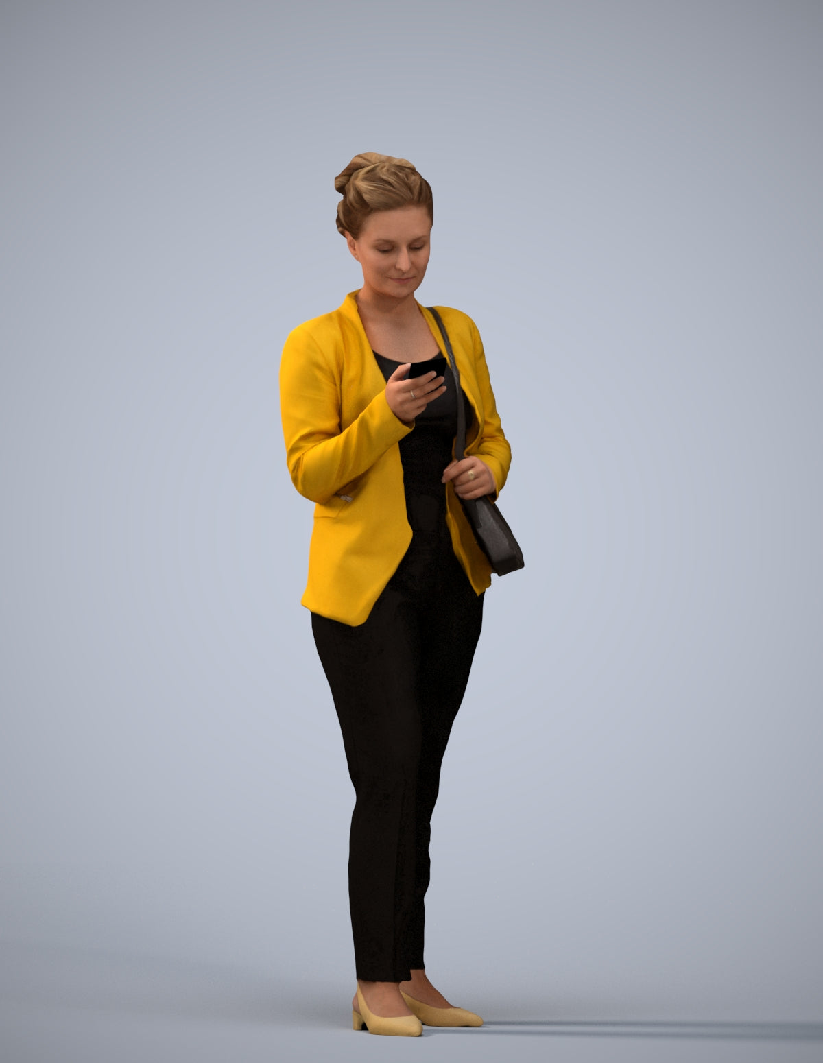3D people model woman casual standing, scanned human for 3ds Max rendering