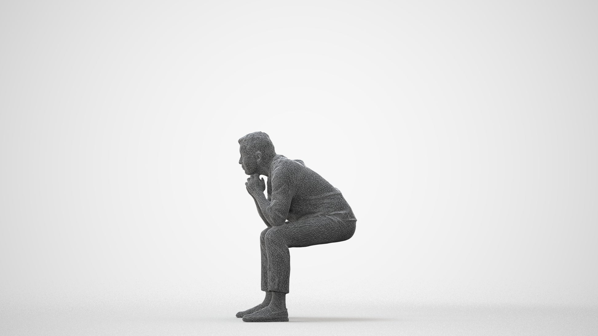 realistic 3D human man casual sitting, archviz people FBX OBJ for Blender, square thumbnail