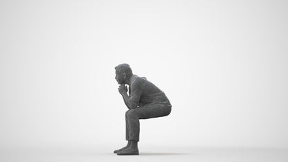 realistic 3D human man casual sitting, archviz people FBX OBJ for Blender, square thumbnail