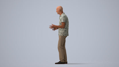scanned 3D senior man casual standing, photogrammetry people for Enscape and V-Ray, three-quarter view render
