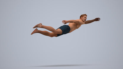 realistic 3D people man sport pool, render-ready for V-Ray and Corona, FBX OBJ, side view render