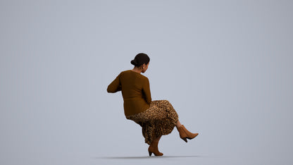 realistic 3D people woman casual sitting, render-ready for V-Ray and Corona, FBX OBJ, front view render
