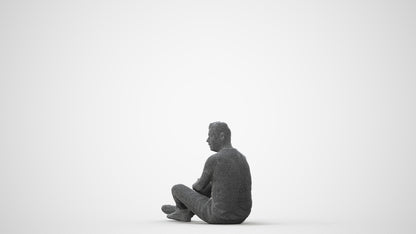 3D people model man casual sitting, scanned human for 3ds Max rendering, square thumbnail