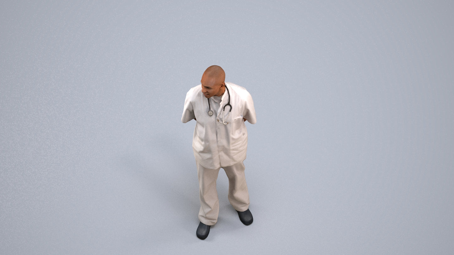 realistic 3D man medical, scanned archviz people for Blender and 3ds Max, back view render