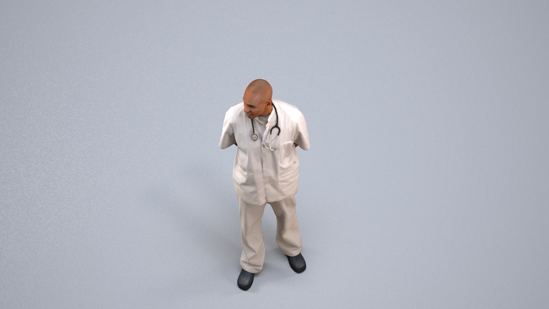 realistic 3D man medical, scanned archviz people for Blender and 3ds Max, back view render