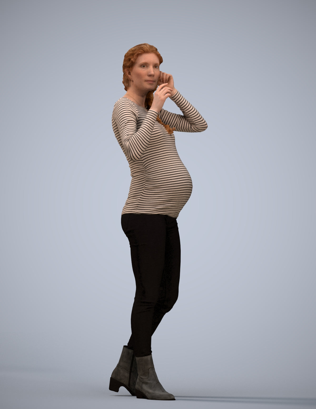 realistic 3D human woman casual walking, archviz people FBX OBJ for Blender