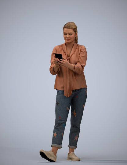 3D people model woman casual standing, scanned human for 3ds Max rendering