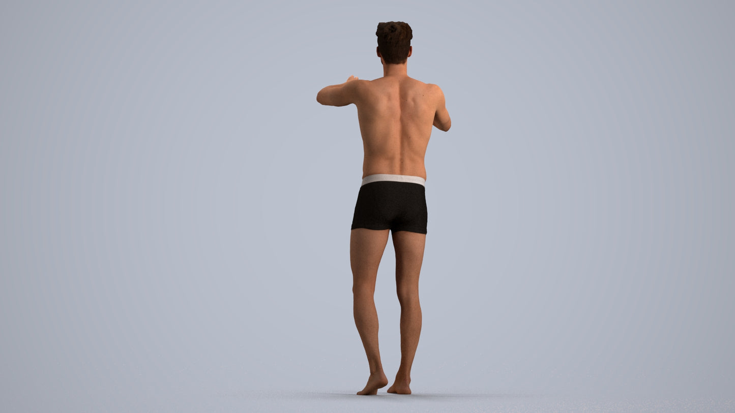 realistic 3D man bathroom, scanned archviz people for Blender and 3ds Max, front view render
