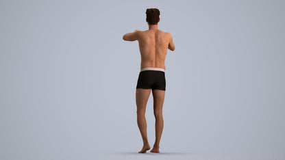 realistic 3D man bathroom, scanned archviz people for Blender and 3ds Max, front view render