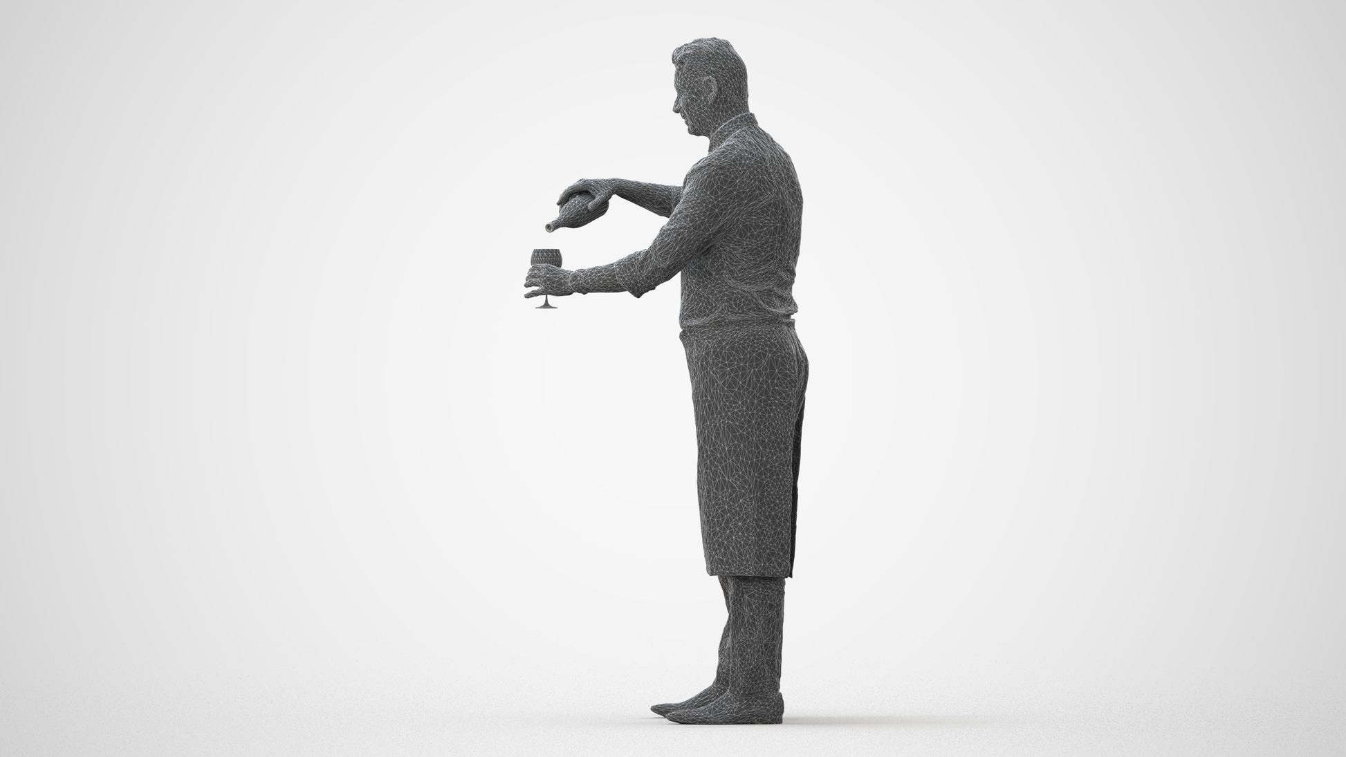 3D scanned man hospitality, photorealistic archviz people for Enscape and SketchUp, square thumbnail
