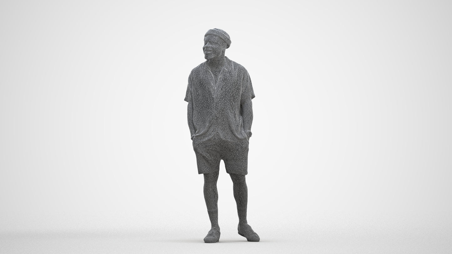 3D scanned man walking casual, photorealistic archviz people for Enscape and SketchUp, three-quarter front view render