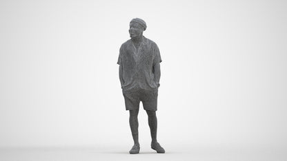 3D scanned man walking casual, photorealistic archviz people for Enscape and SketchUp, three-quarter front view render