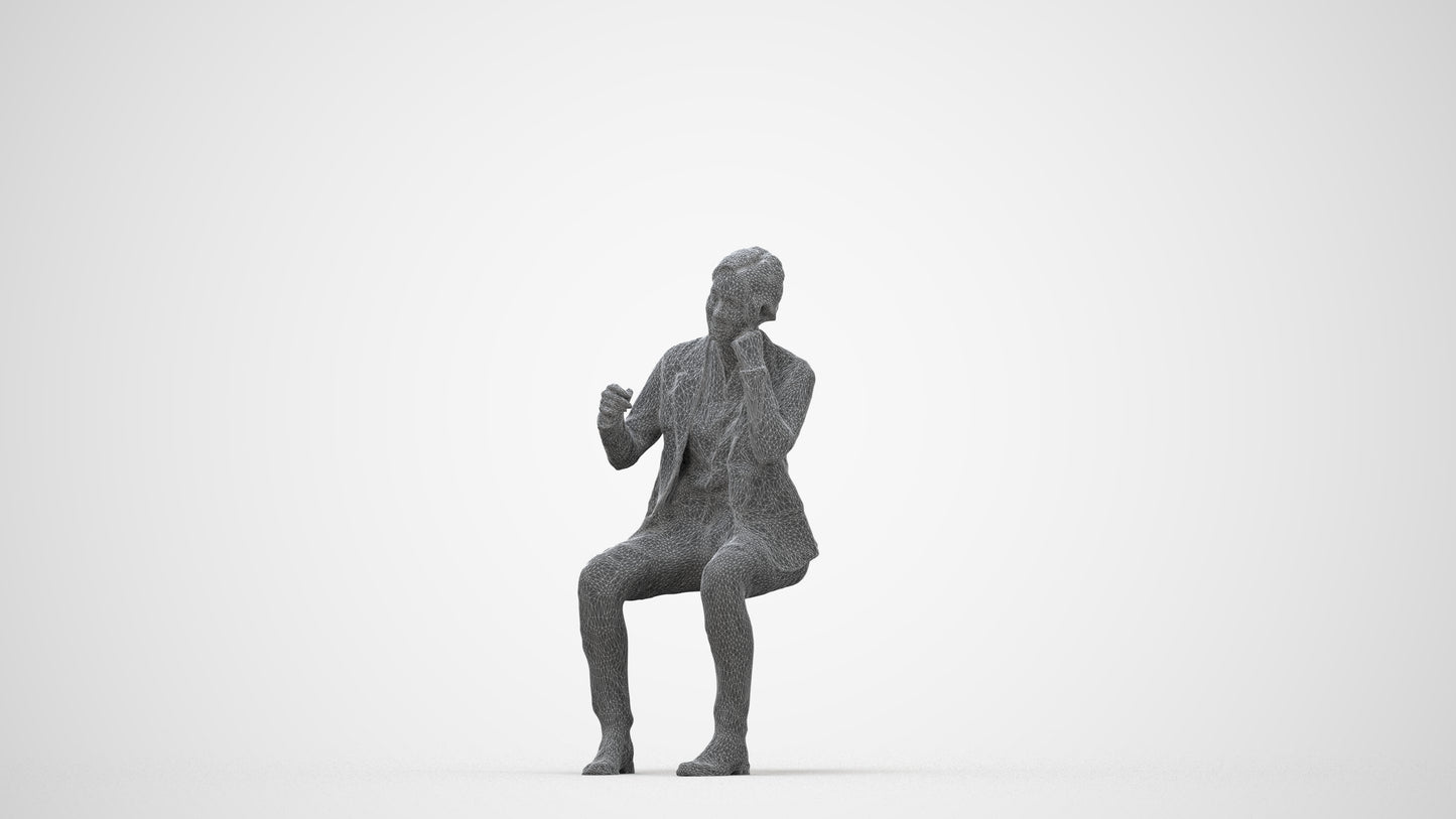 3D scanned woman business, photorealistic archviz people for Enscape and SketchUp, wireframe back view