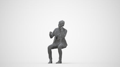 3D scanned woman business, photorealistic archviz people for Enscape and SketchUp, wireframe back view