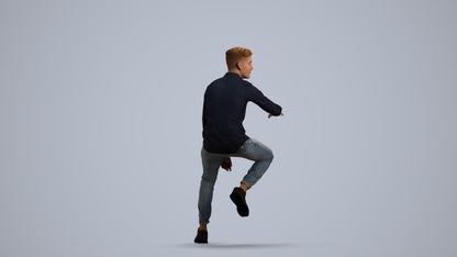 realistic 3D people man casual sitting, render-ready for V-Ray and Corona, FBX OBJ, front view render