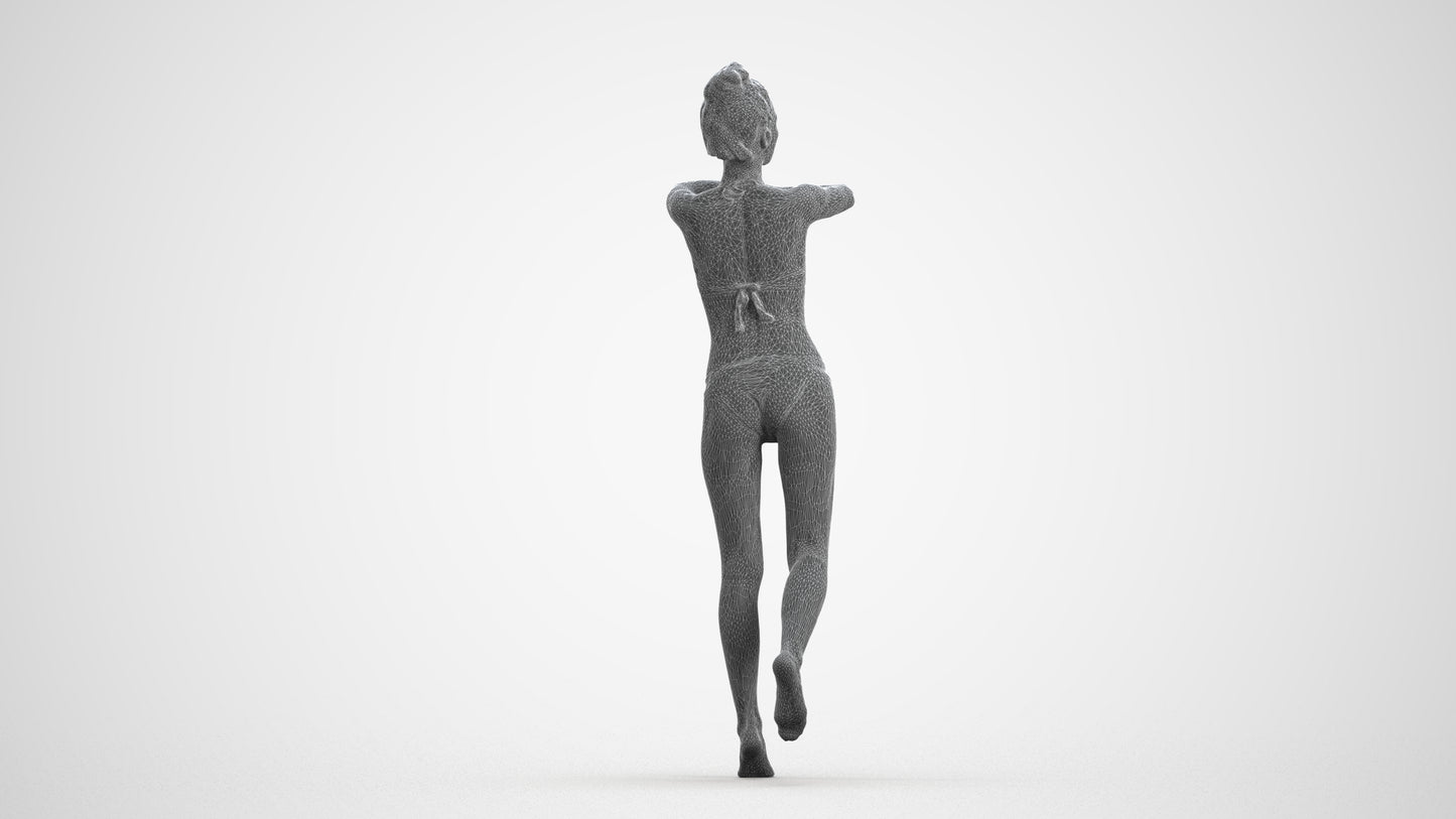 photogrammetry 3D woman pool, realistic human model archviz FBX, wireframe front view