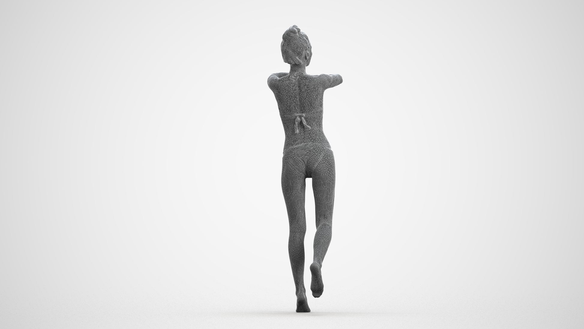 photogrammetry 3D woman pool, realistic human model archviz FBX, wireframe front view