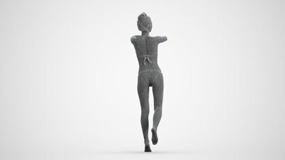 photogrammetry 3D woman pool, realistic human model archviz FBX, wireframe front view