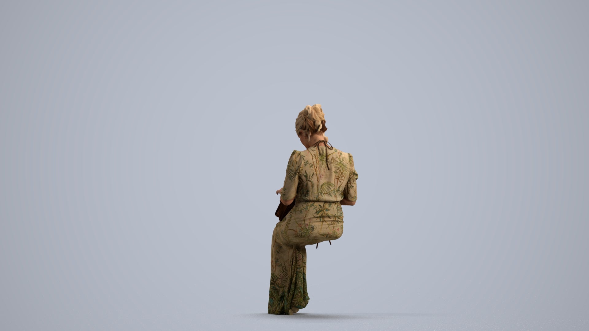 3D people model woman casual standing, scanned human for 3ds Max rendering, front view render