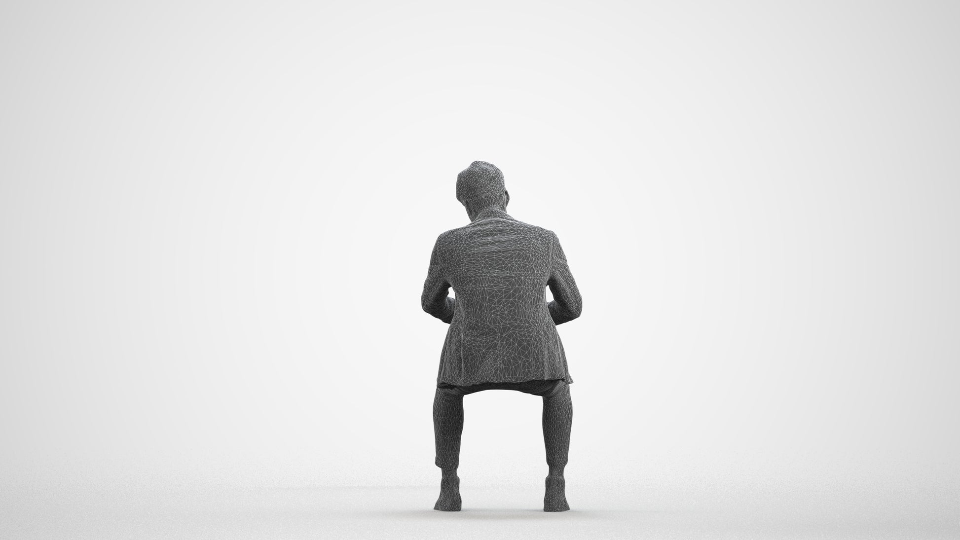 scanned 3D man business, photogrammetry people for Enscape and V-Ray, wireframe front view